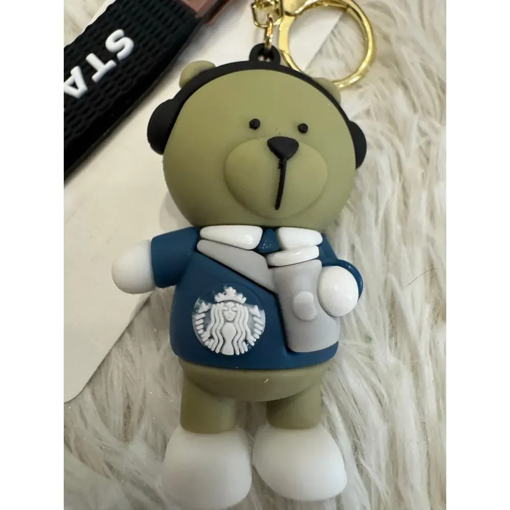 Starbucks Brown bear keychain strap with white & blue Starbucks logo
